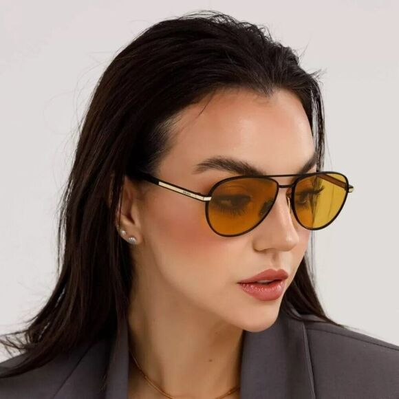 NEW Prada PRA54S 1BO90C Matte Black Yellow Unisex Pilot Sunglasses PR A54S - Picture 5 of 13
